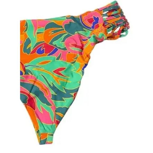 NWT Stone Fox Swim Simone Bikini Cheeky Bottom Stained Glass Print S MultiColors - Picture 3 of 14